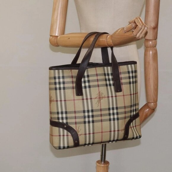 BURBERRY Nova Check Hand Bag PVC Beige Auth - Picture 12 of 14